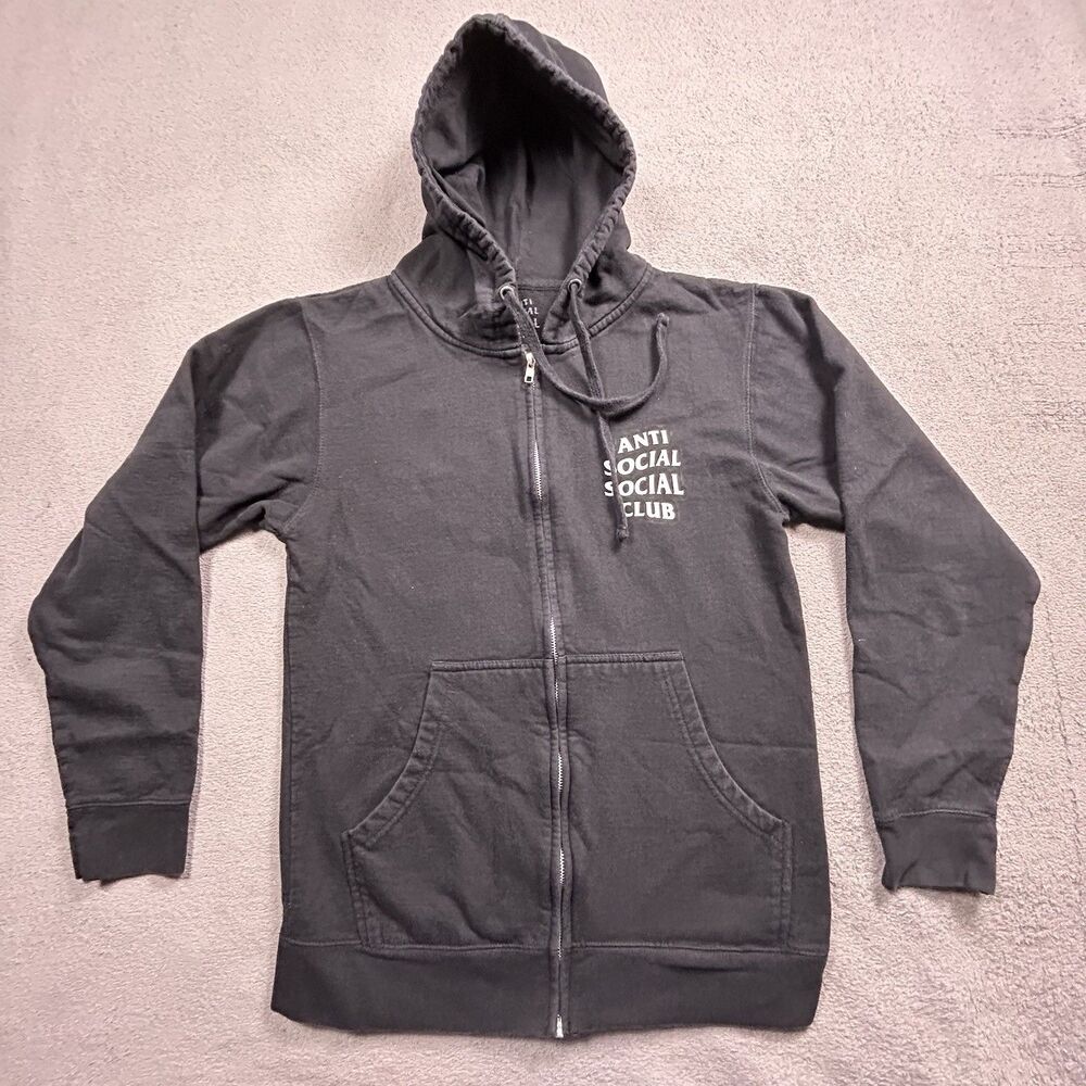 Anti Social Social Club Kkoch Zip Hoodie Mens S Black Floral Streetwear
